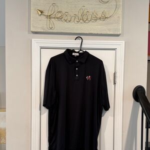 XL Black Peter Millar Polo Shirt w/ Embroidered Bulldawg Logo, EUC